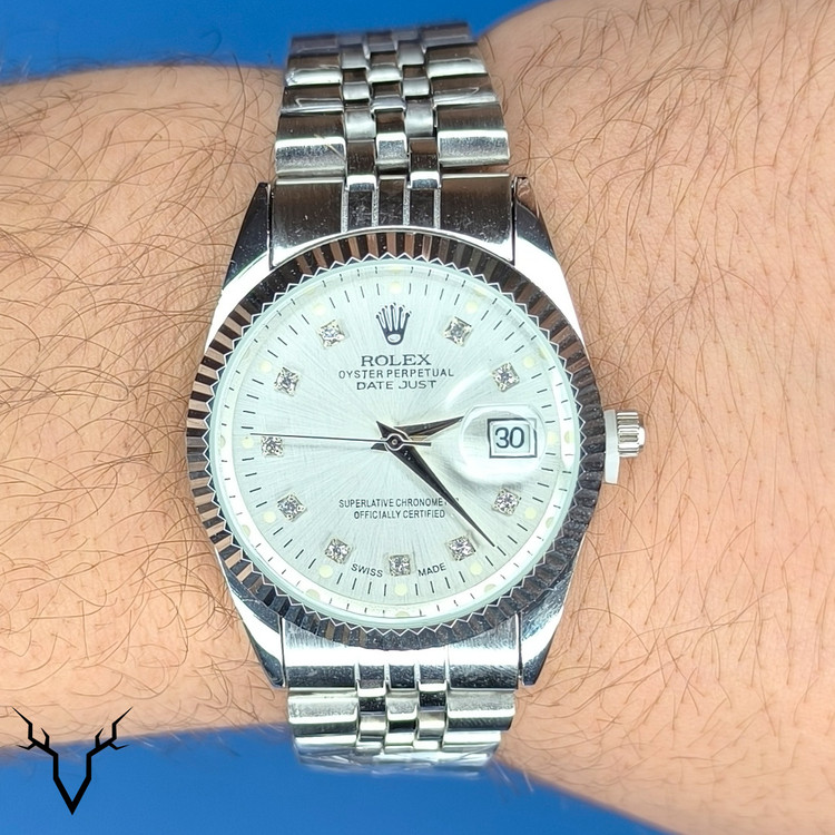 ساعت رولکس دیت جاست سیلور صفحه سفید