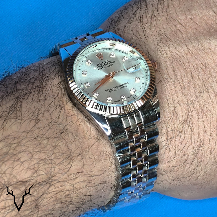 ساعت رولکس دیت جاست سیلور طلایی صفحه سفید