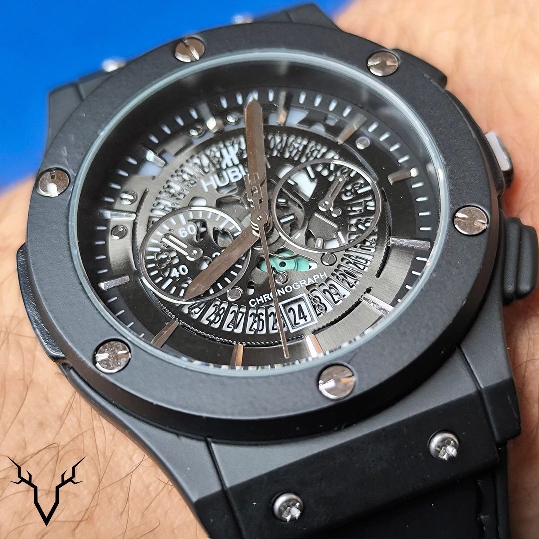 ساعت هابلوت صفحه اسکلتون مشکی 2 Hublot Big Bang