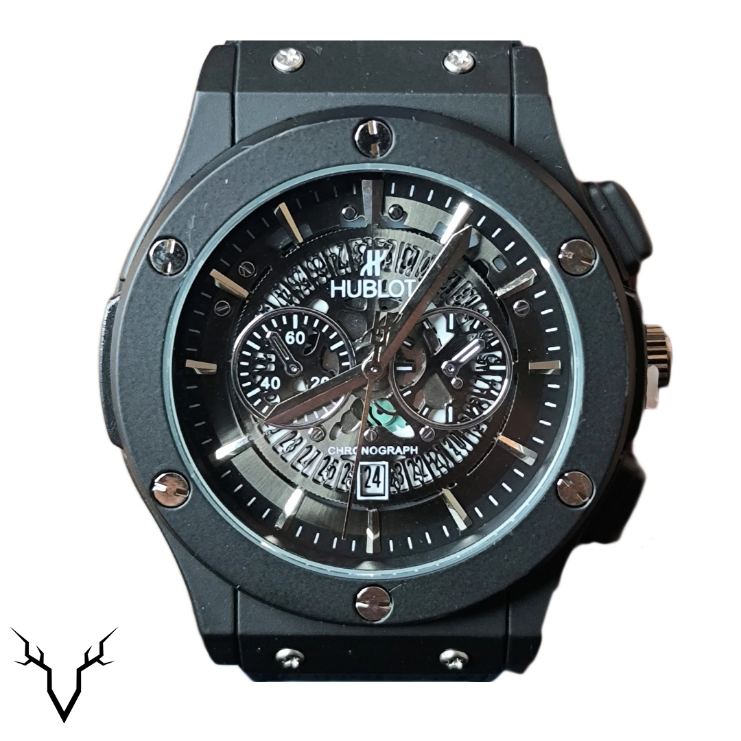 ساعت هابلوت صفحه اسکلتون مشکی 2 Hublot Big Bang