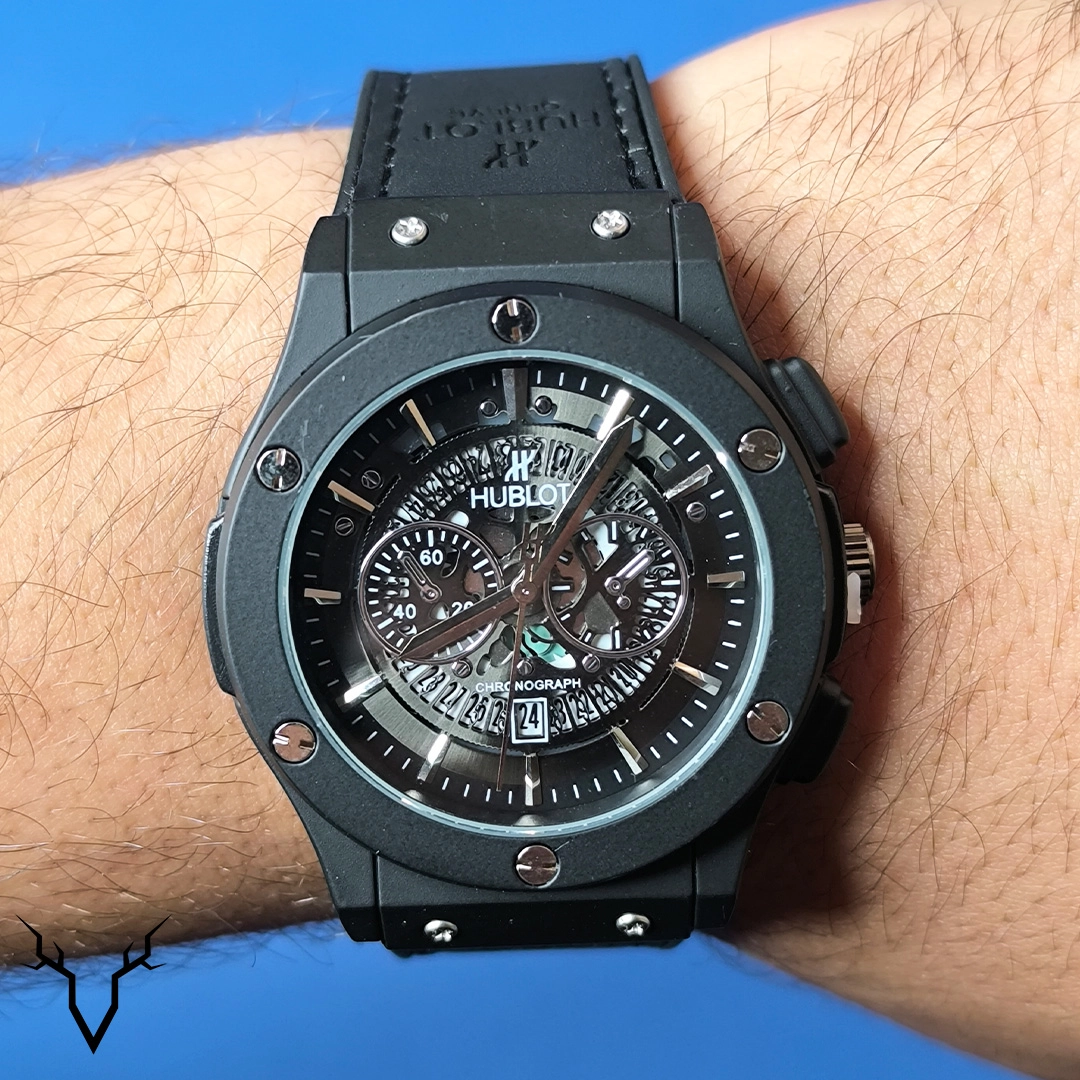 ساعت هابلوت صفحه اسکلتون مشکی 2 Hublot Big Bang